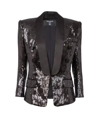 V-Ausschnitt-Jacke aus Glitzersatin