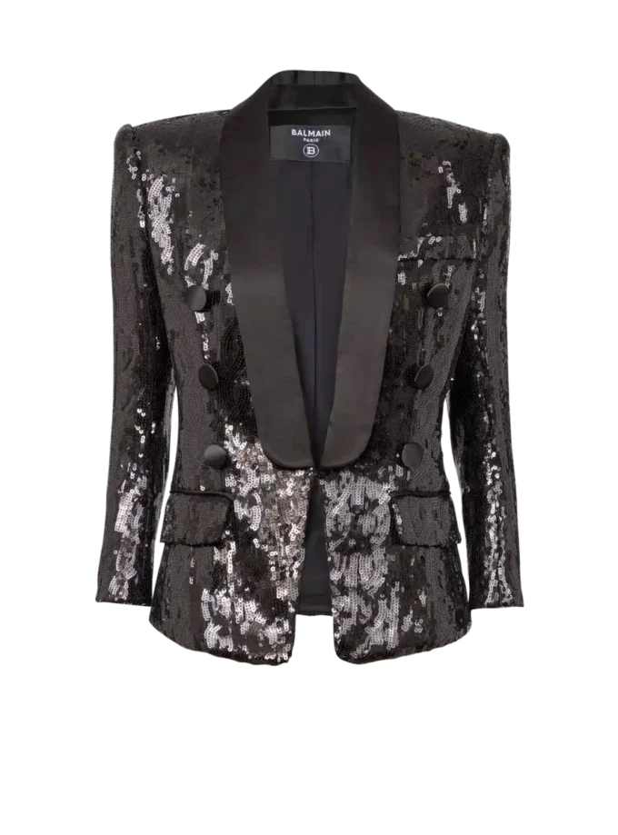 V-Ausschnitt-Jacke aus Glitzersatin