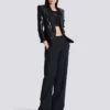 V-Ausschnitt-Jacke aus Glitzersatin