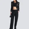 V-Ausschnitt-Jacke aus Glitzersatin