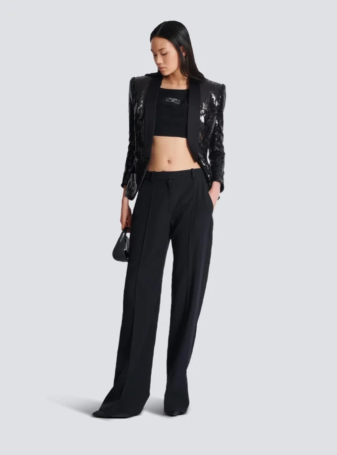 V-Ausschnitt-Jacke aus Glitzersatin