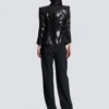 V-Ausschnitt-Jacke aus Glitzersatin