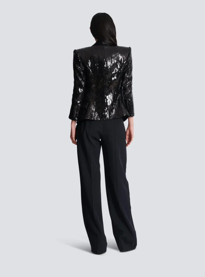 V-Ausschnitt-Jacke aus Glitzersatin