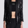 V-Ausschnitt-Jacke aus Glitzersatin