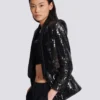V-Ausschnitt-Jacke aus Glitzersatin