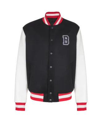 Varsity-Jacke aus Wolle und Kunstleder