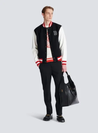 Varsity-Jacke aus Wolle und Kunstleder