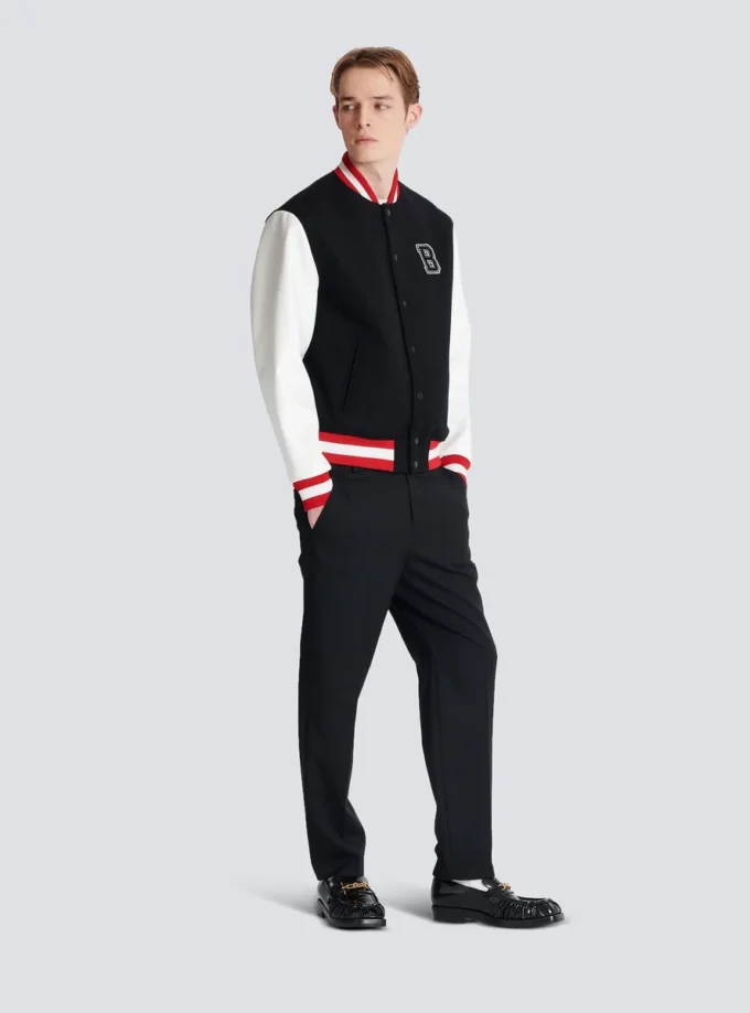 Varsity-Jacke aus Wolle und Kunstleder Varsity-Jacke aus Wolle und Kunstleder