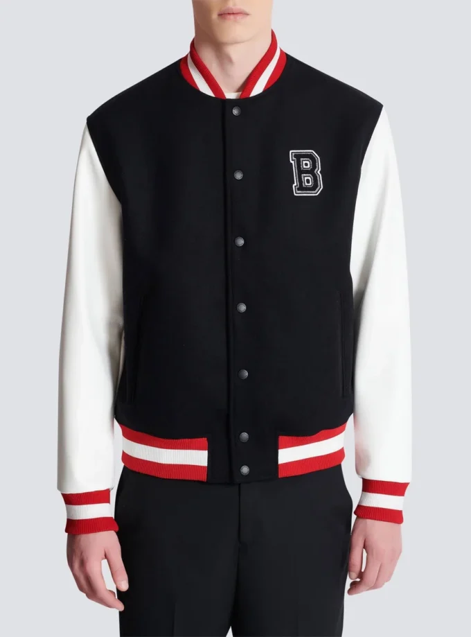 Varsity-Jacke aus Wolle und Kunstleder Varsity-Jacke aus Wolle und Kunstleder