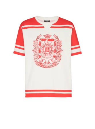 Varsity-T-Shirt mit Balmain Écusson-Print
