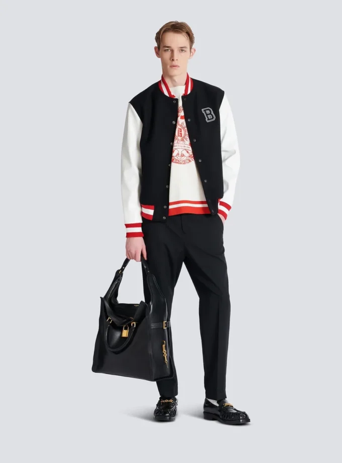 Varsity-T-Shirt mit Balmain Écusson-Print Varsity-T-Shirt mit Balmain Écusson-Print