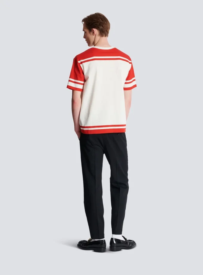 Varsity-T-Shirt mit Balmain Écusson-Print Varsity-T-Shirt mit Balmain Écusson-Print