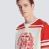 Varsity-T-Shirt mit Balmain Écusson-Print Varsity-T-Shirt mit Balmain Écusson-Print