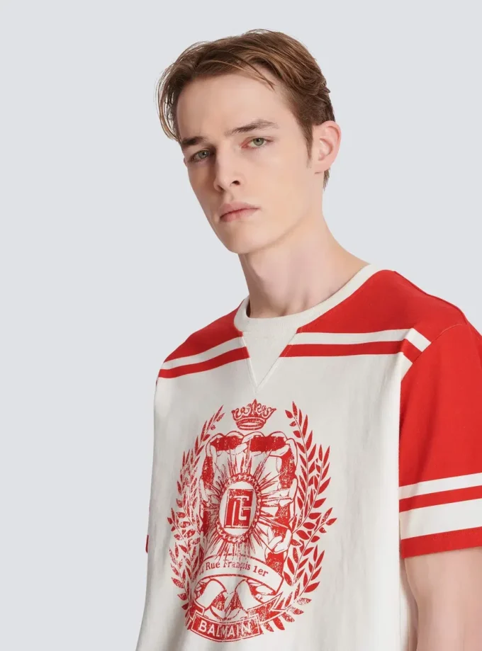 Varsity-T-Shirt mit Balmain Écusson-Print Varsity-T-Shirt mit Balmain Écusson-Print