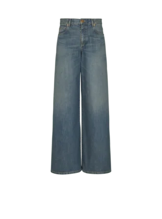 Weite Jeanshose aus verblasstem Denim