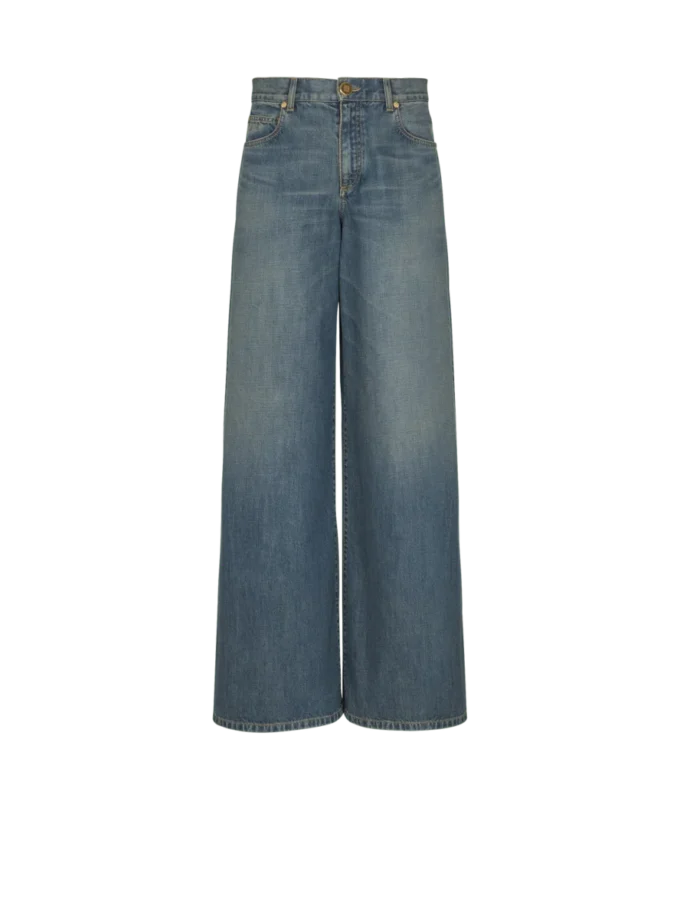 Weite Jeanshose aus verblasstem Denim Weite Jeanshose aus verblasstem Denim