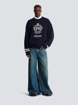 Weite Jeanshose aus verblasstem Denim