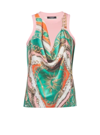 Weste mit Balmain-Foulard-Print im Trompe-l’œil-Stil Weste mit Balmain-Foulard-Print im Trompe-l’œil-Stil