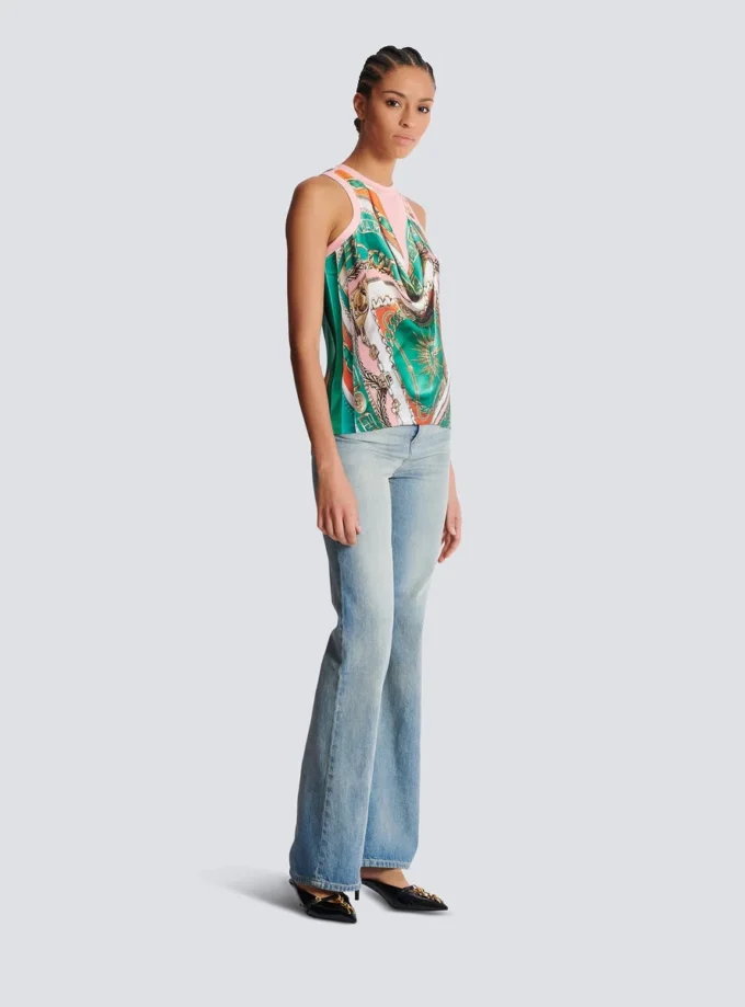 Weste mit Balmain-Foulard-Print im Trompe-l’œil-Stil