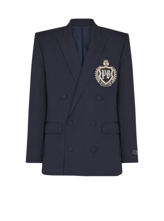 Wollblazer mit Kristallapplikation
