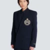 Wollblazer mit Kristallapplikation