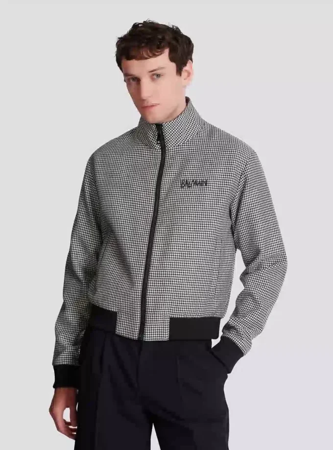 Wolljacke mit Hahnentrittmuster Wolljacke mit Hahnentrittmuster