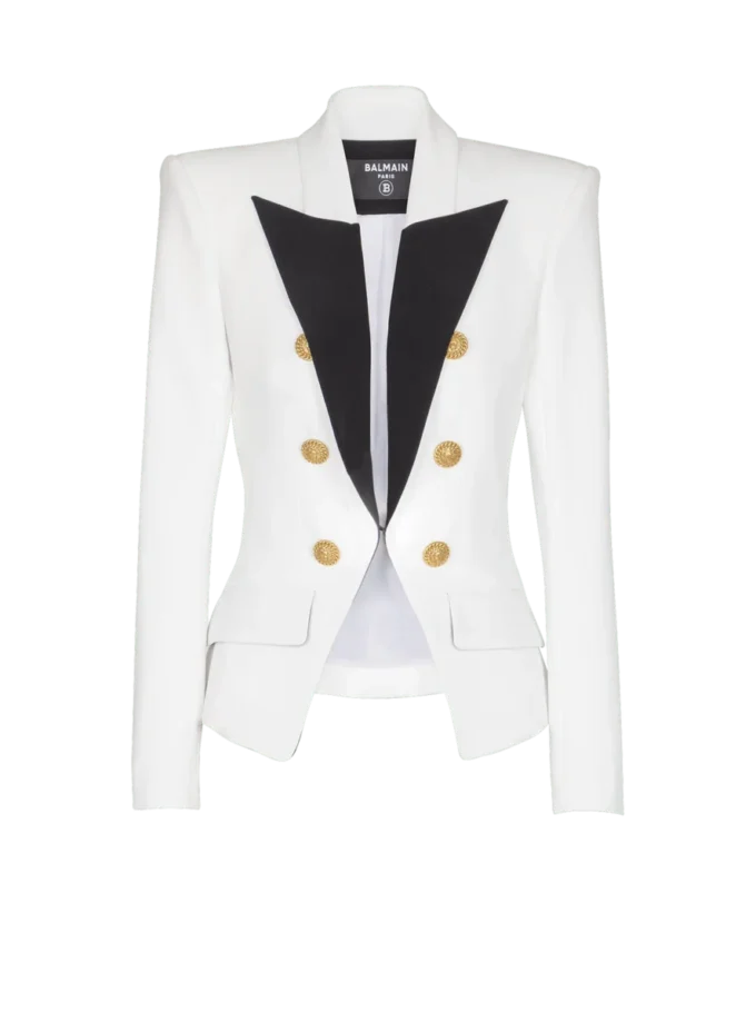 Zweifarbige Jacke mit 6 Knöpfen Zweifarbige Jacke mit 6 Knöpfen