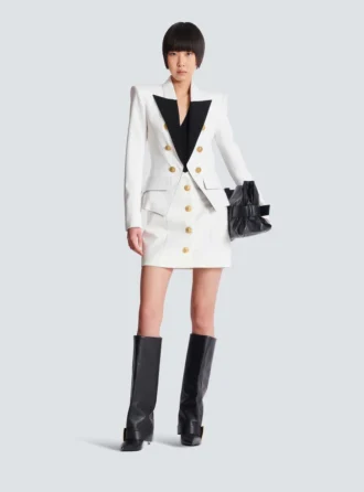 Zweifarbige Jacke mit 6 Knöpfen