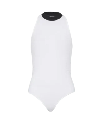 Zweifarbiger Strickbody mit Monogramm
