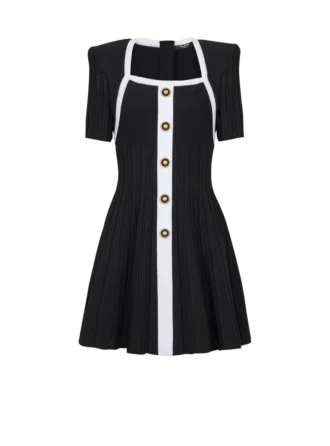 Zweifarbiges A-Linien-Strickkleid